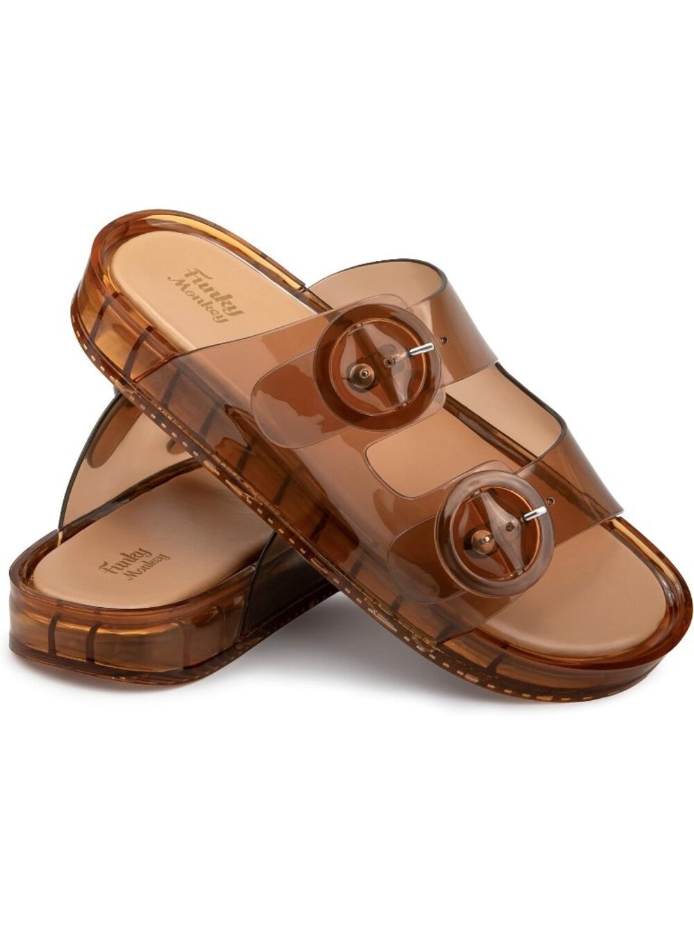 Women's Brown Jelly Sandals with Adjustable Buckle Comfortable Casual Wear